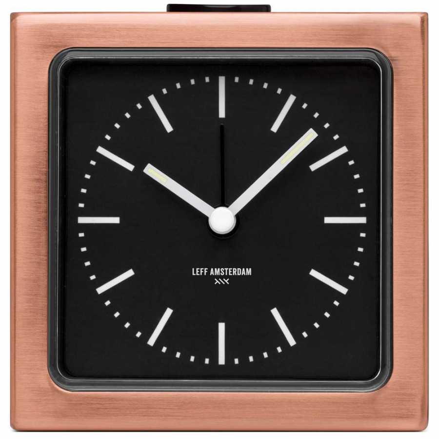 LEFF Amsterdam Block Alarm Table Clock - Copper & Black
